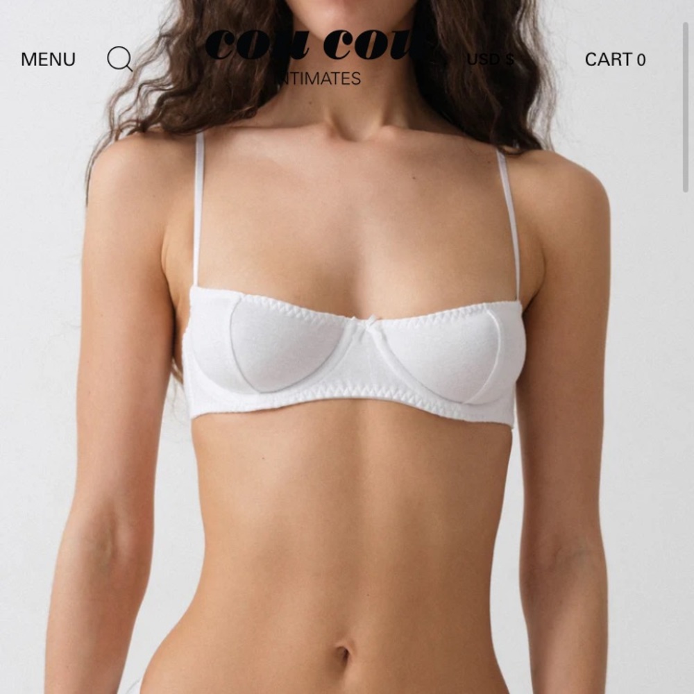 NWT Cou Cou Intimates Teacup Bra White Cotton Jersey